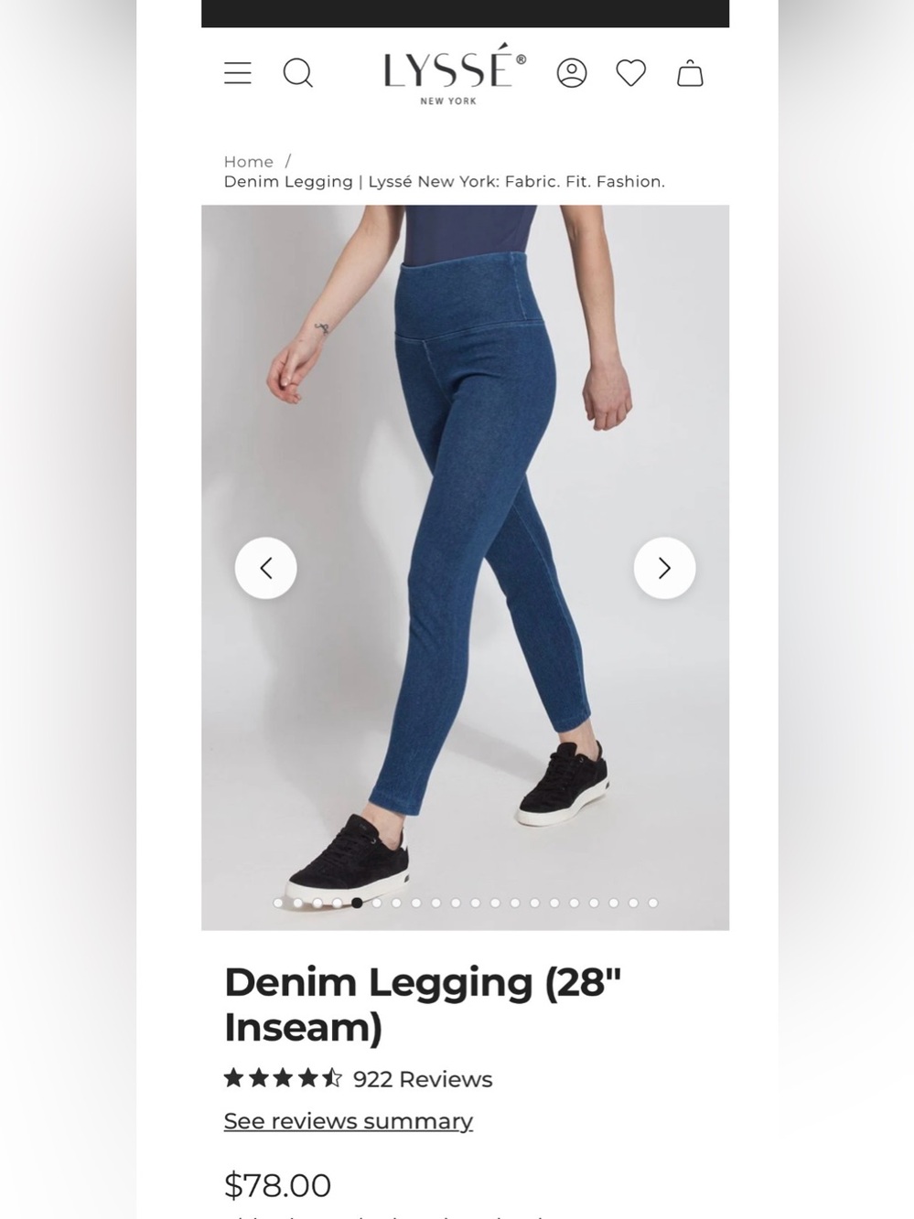 Women’s High-Waist Dark Blue Legging/Stretch Skinny Jean "Jegging"